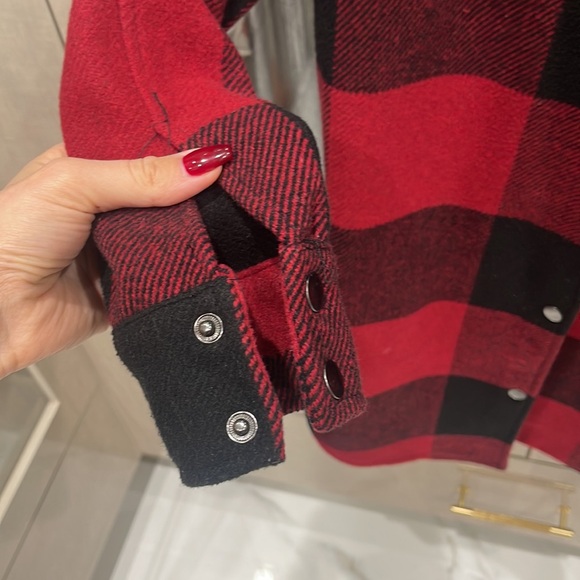 BB Dakota Steve Madden flannel red black wool jacket size XS - Picture 4 of 5